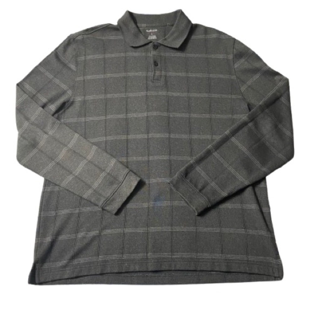 Van Heusen Long-Sleeve Jaspé Windowpane Polo